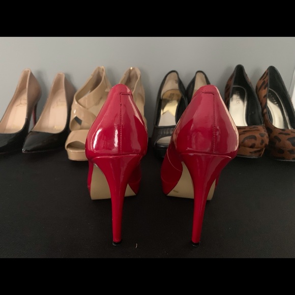 Sexy Red Peep Tor Pumps - Picture 2 of 6